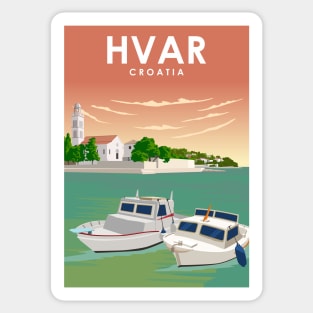 Hvar Croatia Minimal Retro City Travel Poster Sticker